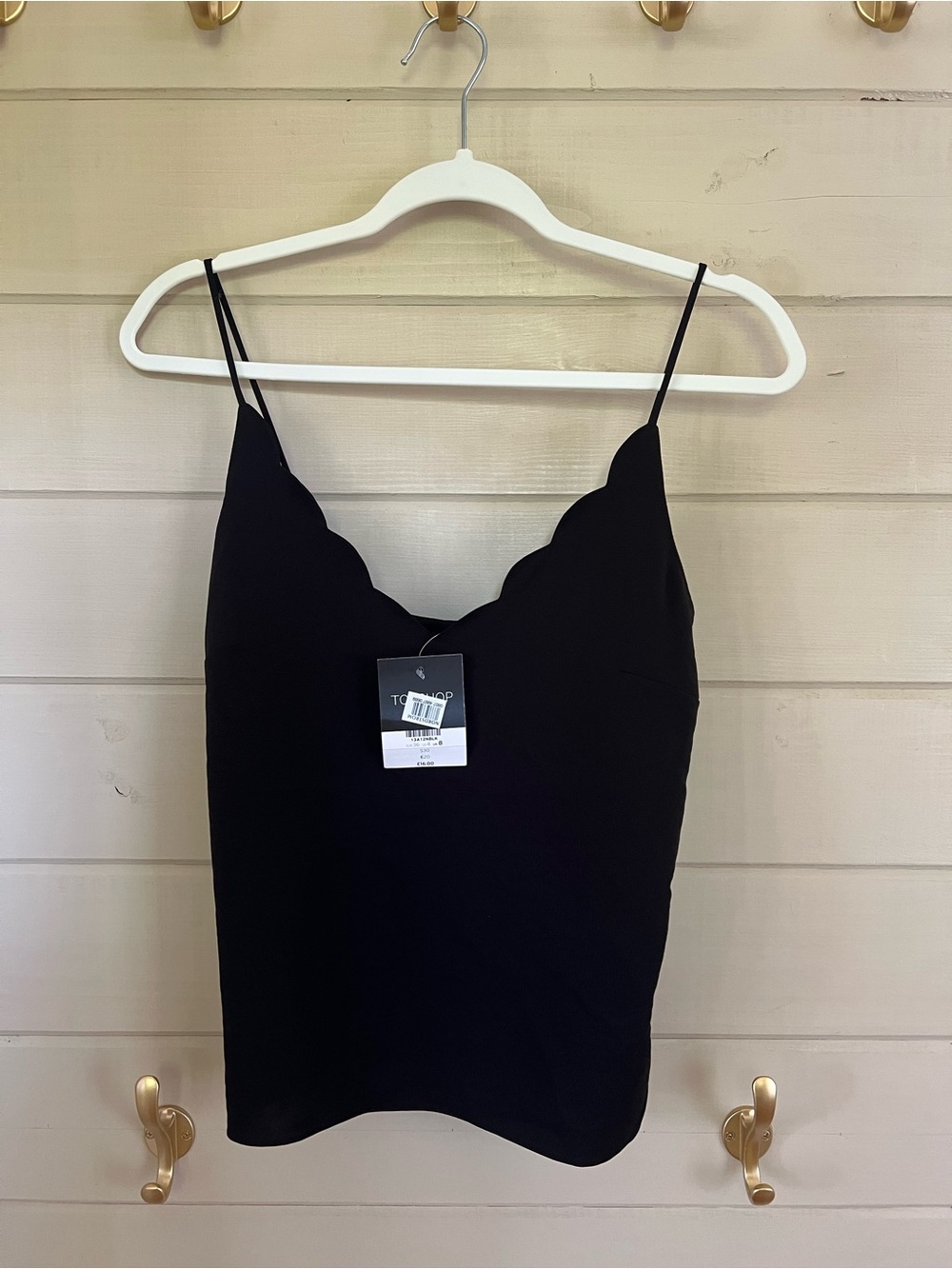 Nordstrom Black Scallop-Edge Spaghetti Strap Camisole